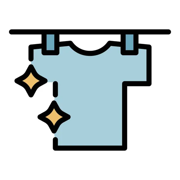 Schoon shirt op hang draad pictogram kleur omtrek vector — Stockvector