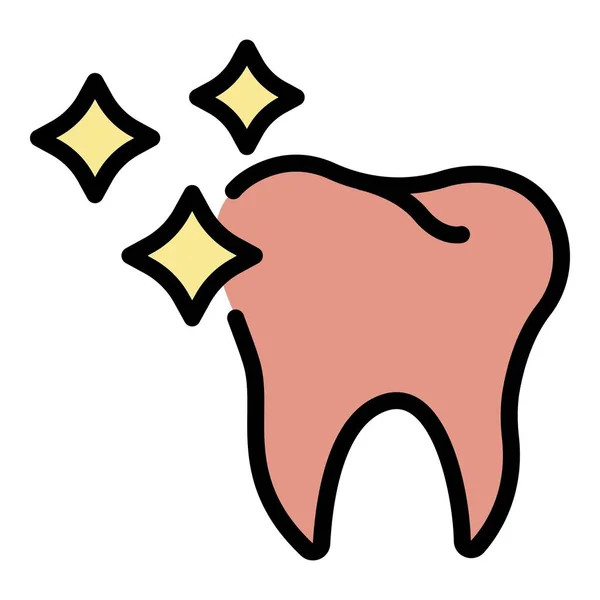 Temiz diş simgesi rengi ana hatları vektörü — Stok Vektör
