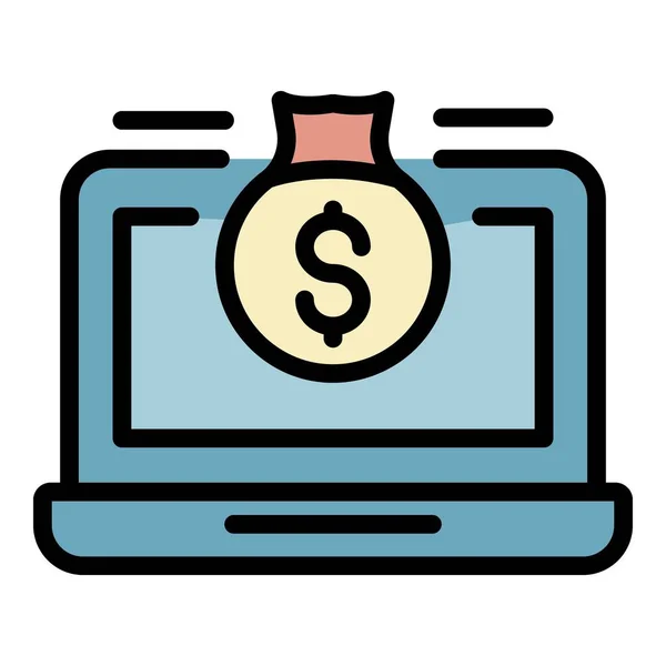 Online pieniądze ikona kolor zarys wektor — Wektor stockowy