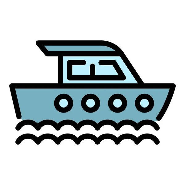 Yacht de mer icône couleur contour vecteur — Image vectorielle