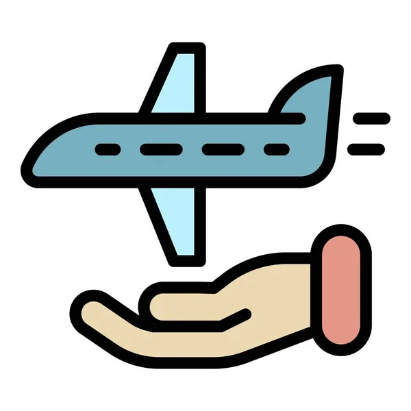 Vetor do contorno da cor do ícone da proteção do avião da mosca —  Vetores de Stock