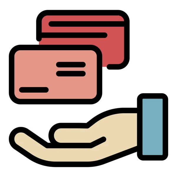 Creditcard bescherming pictogram kleur overzicht vector — Stockvector