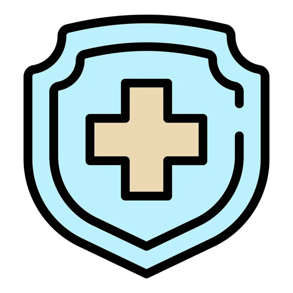 Escudo médico ícone cor contorno vetor —  Vetores de Stock