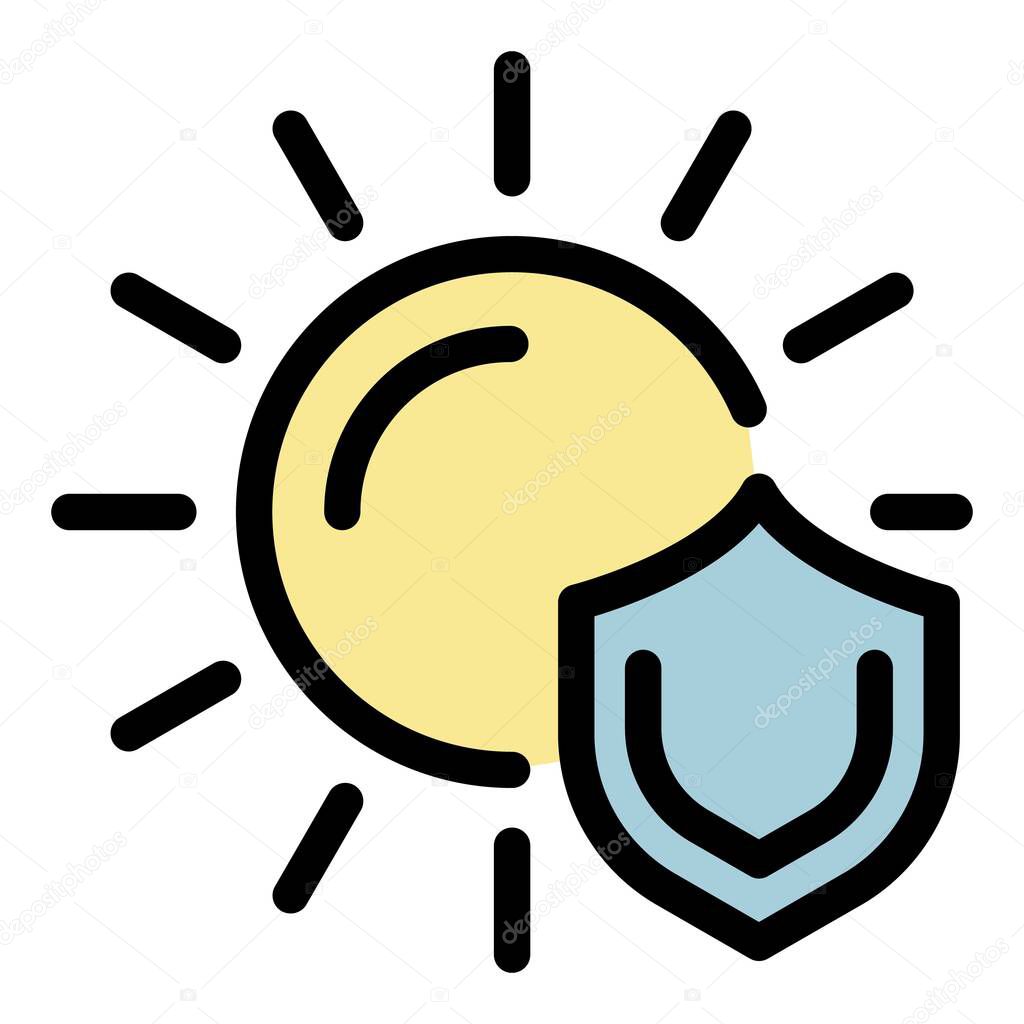 Sun protection shield icon color outline vector