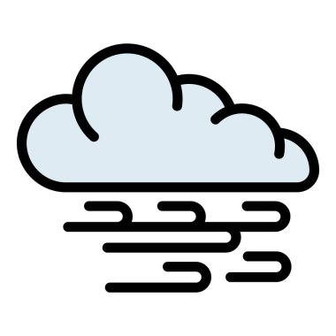 Rüzgar bulutu simgesi renk ana hatları vektörü