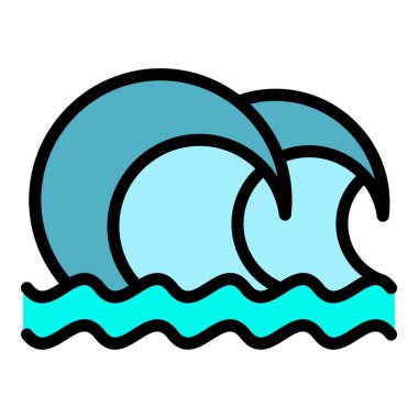Tsunami simgesi renk ana hatları vektörü sıçrıyor