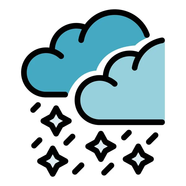 Copo de nieve nube icono color contorno vector — Vector de stock