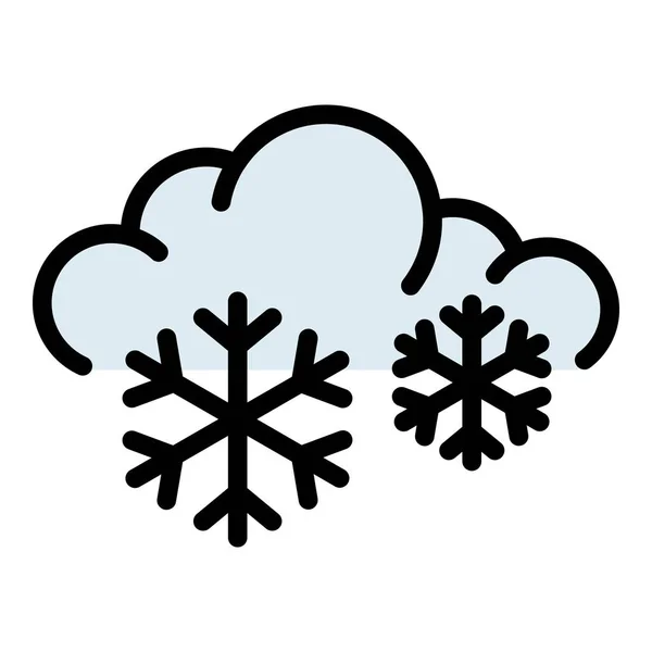 Schnee Wolke Symbol Farbe Umrissvektor — Stockvektor