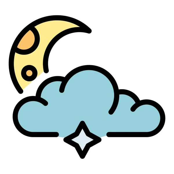 Moon after cloud icon color outline vector — Stock Vector