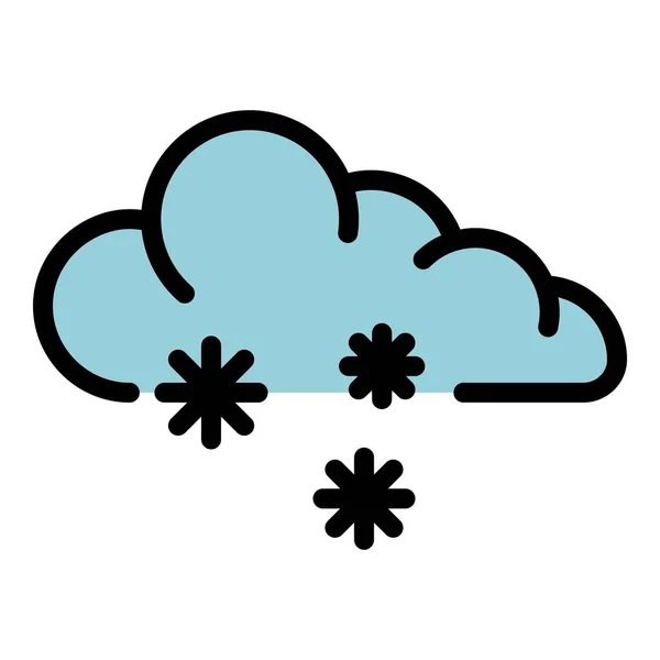 Snowing cloud icon color outline vector — Stock Vector