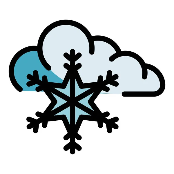 Śnieżynka chmura ikona kolor zarys wektor — Wektor stockowy