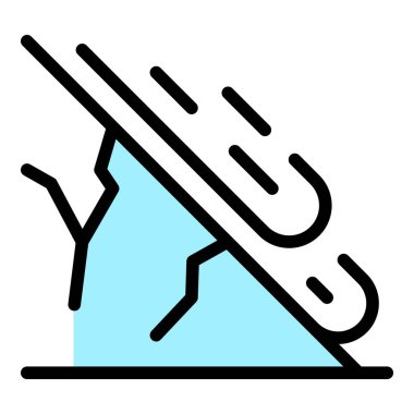 Hızlı heyelan simgesi renk ana hatları vektörü