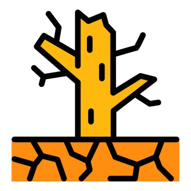 Ağaç kuraklık simgesi renk ana hatları vektörü