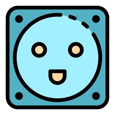 Elektrik soket simgesi renk ana hatları vektörü