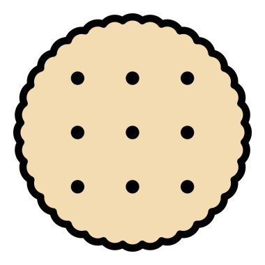 Pişmiş kurabiye simgesi rengi ana hatları vektörü