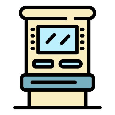 ATM makine simgesi renk ana hatları vektörü