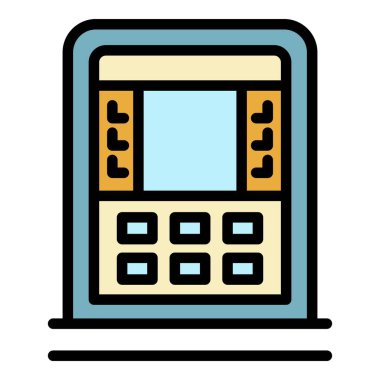 ATM para simgesi renk ana hatları vektörü