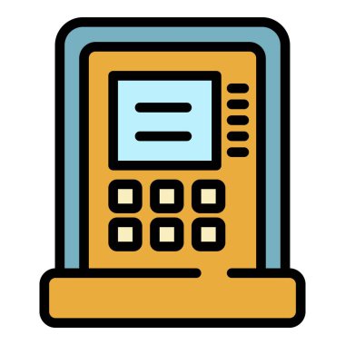 ATM para simgesi renk ana hatları vektörü