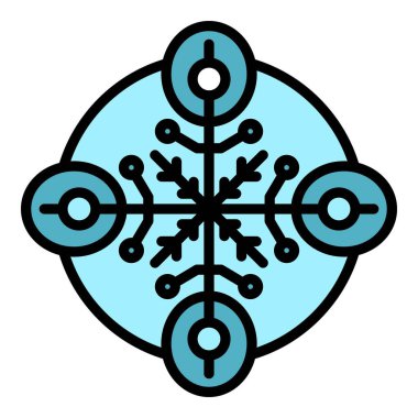 Kristal Kar Tanesi simgesi renk ana hatları vektörü