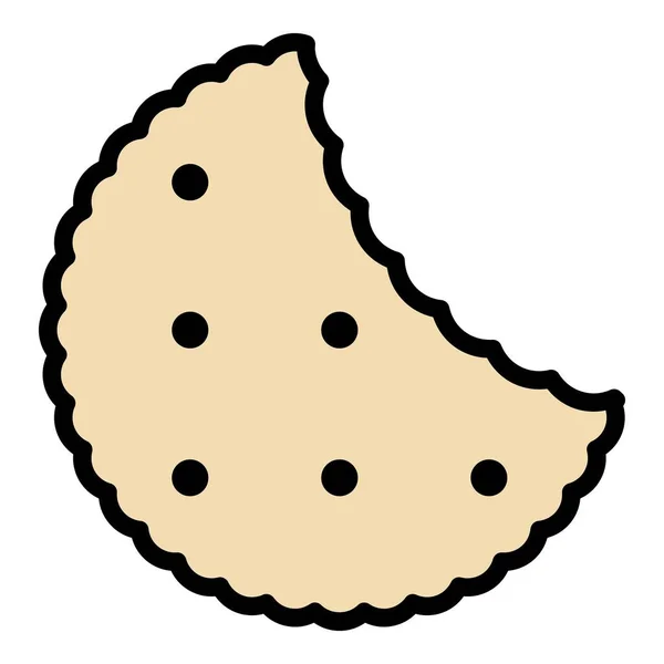 Icône de cookie mordu vecteur de contour de couleur — Image vectorielle