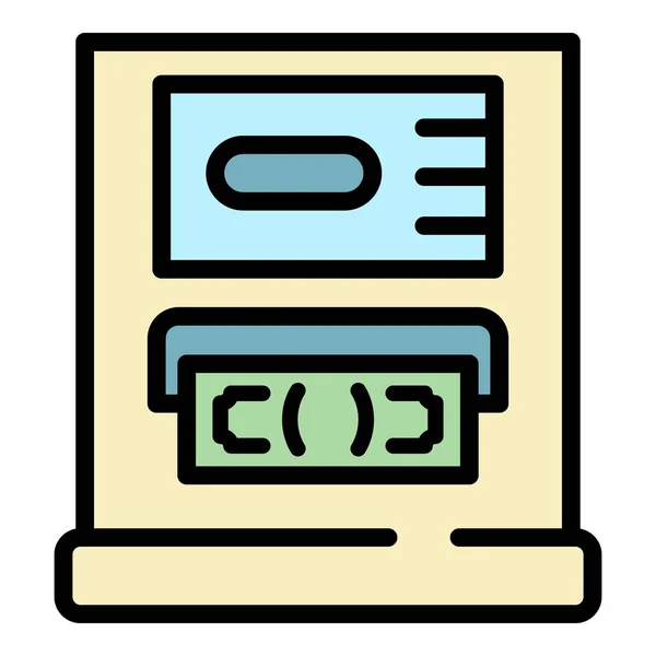 Dinero de cajero automático icono color contorno vector — Vector de stock