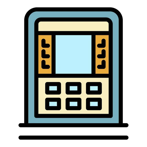 Geldautomaat pictogram kleur overzicht vector — Stockvector