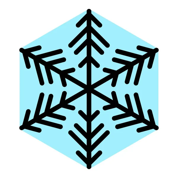 Stern Schneeflocke Symbol Farbe Umrissvektor — Stockvektor