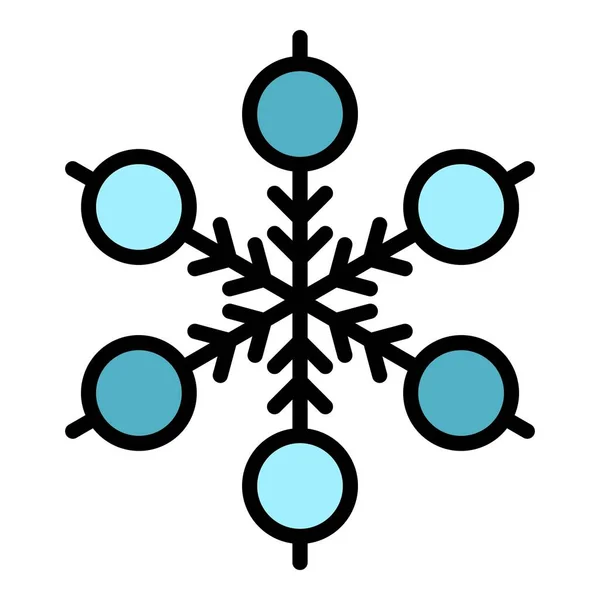 Dekorasyon kar tanesi simgesi renk ana hatları vektörü — Stok Vektör