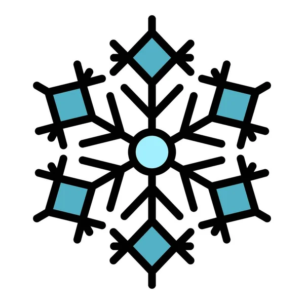 Navidad copo de nieve icono color contorno vector — Vector de stock