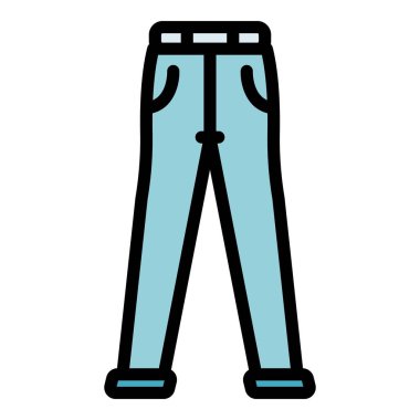 İnce kot simgesi renk ana hatları vektörü