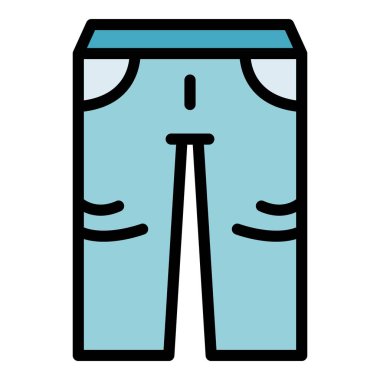 Kumaş kot simgesi renk ana hatları vektörü