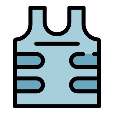 Kurşun geçirmez yelek simgesi renk ana hatları vektörü
