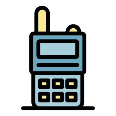 Telsiz talkie simgesi renk ana hatları vektörü