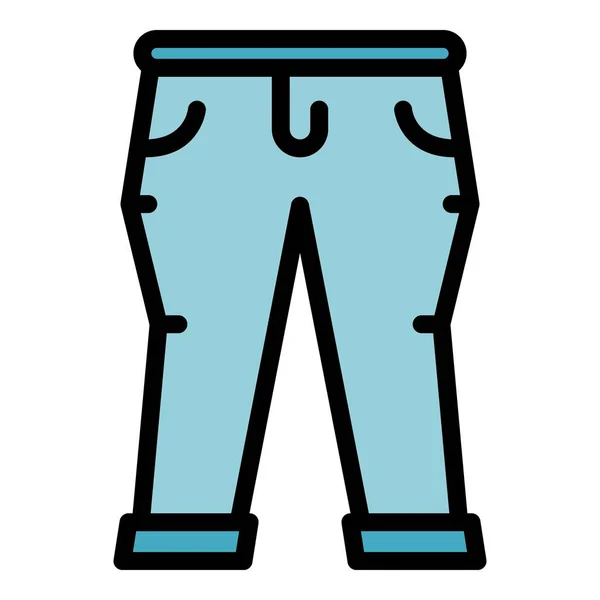 Bekleidung Jeans Symbol Farbe Umrissvektor — Stockvektor