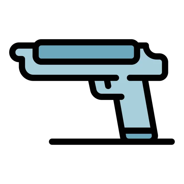 Polizei Pistole Symbol Farbe Umrissvektor — Stockvektor