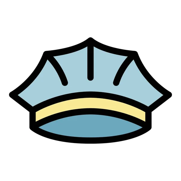 Polizei Mütze Symbol Farbe Umrissvektor — Stockvektor