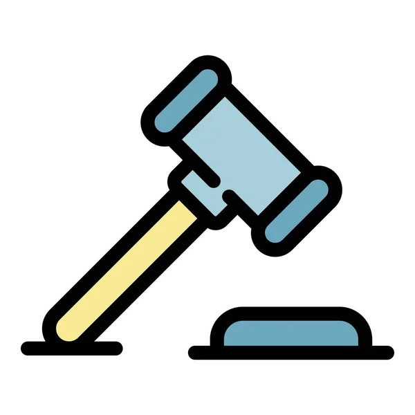 Judge gavel icon color outline vector — Stock Vector