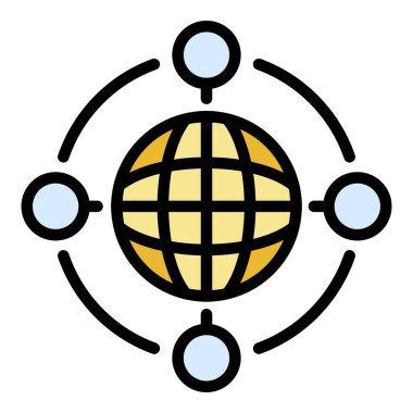 Genel işbirliği simgesi renk ana hatları vektörü