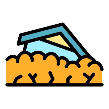 Ev zemininin çökmesi simgesi renk ana hatları vektörü