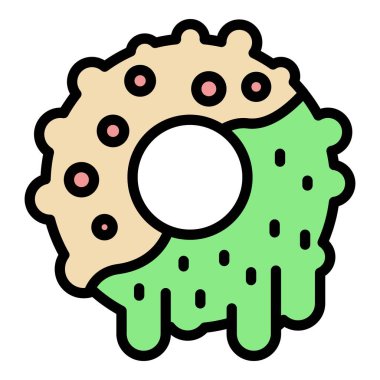 Kremalı bisküvi simgesi renk ana hatları vektörü