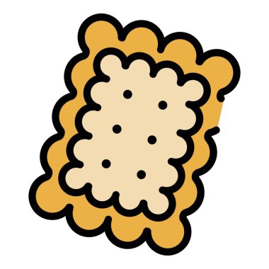 Tatlı bisküvi simgesi renk ana hatları vektörü