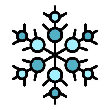 Geometrik kar tanesi simgesi renk ana hatları vektörü