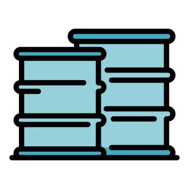 Biyolojik tehlike yığını varilleri simge rengi ana hatları vektörü