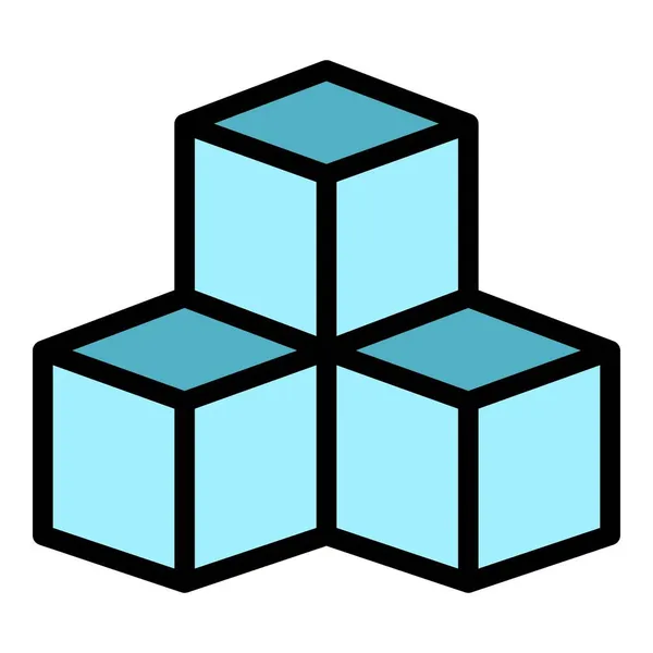 Cubes de sucre icône couleur contour vecteur — Image vectorielle