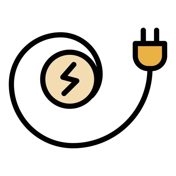 Elektrische kabel stekker pictogram kleur overzicht vector — Stockvector