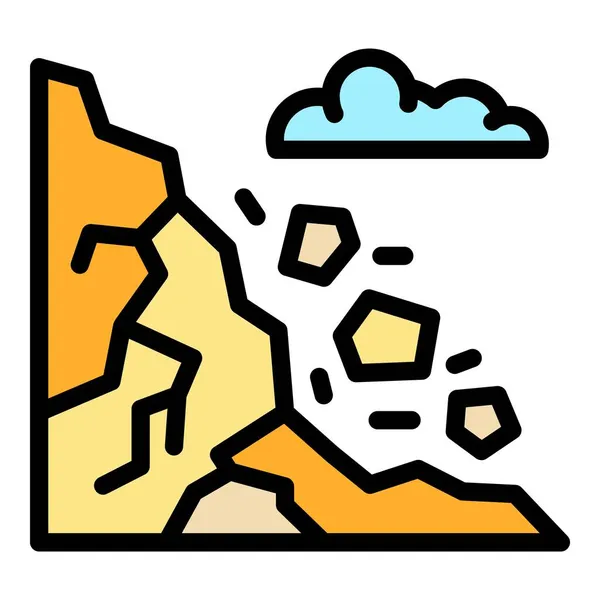 Bergen rockfall pictogram kleur omtrek vector — Stockvector