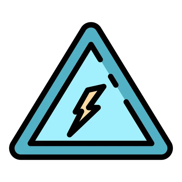 Elektryczny trójkąt uwaga ikona kolor zarys wektor — Wektor stockowy