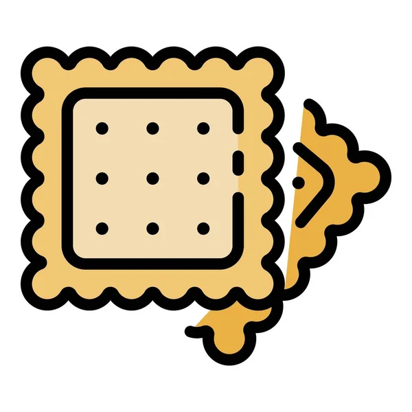 Vierkante cookie pictogram kleur omtrek vector — Stockvector