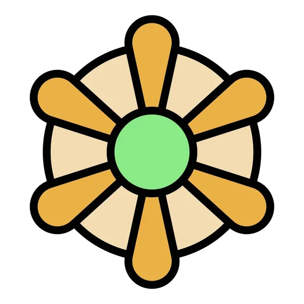 Floral Keks Symbol Farbe Umrissvektor — Stockvektor