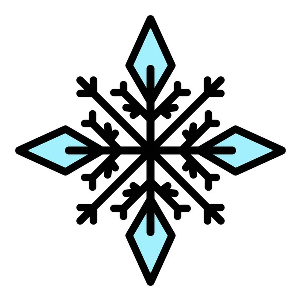Floco de neve decorativo ícone cor contorno vetor —  Vetores de Stock